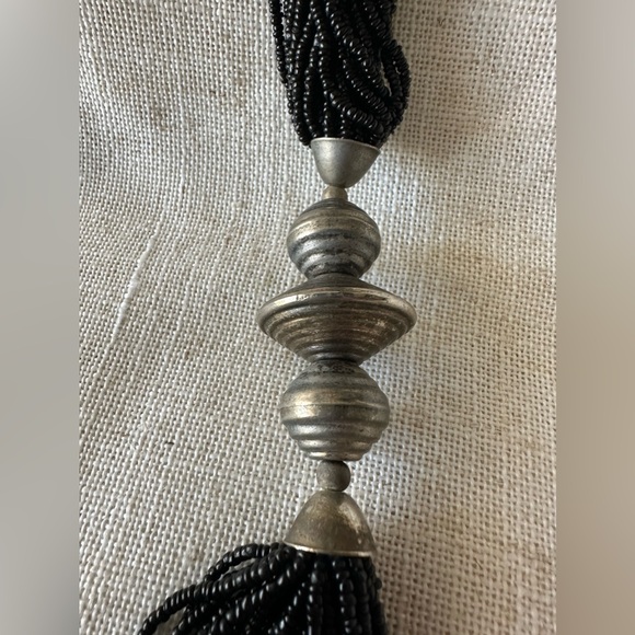 Vintage Chunky Necklace African Beads Style Silver Toned - Eclectic Boho Tribal - Picture 2 of 9